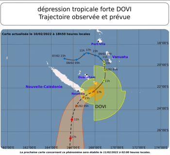 La trajectoire de Dovi à 18h50.