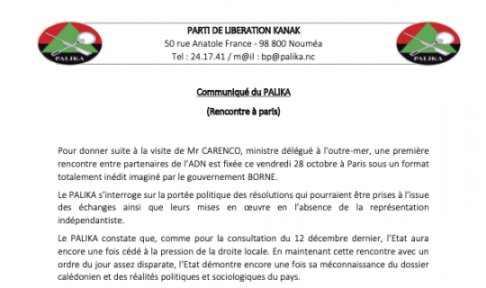 Communiqué du Palika