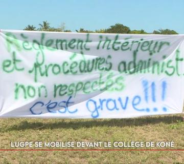 L'UGPE se mobilise devant le collège de Koné ©Caledonia